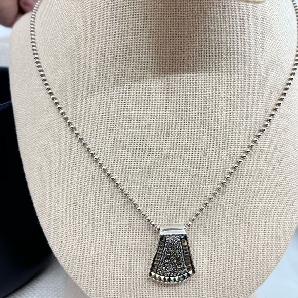 Vintage Sterling Silver Marcasite Pendant Necklace – 925 NF – 12.9g – 20" Chain - Picture 8 of 17